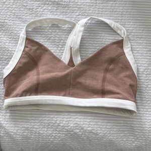 Beyond Yoga Tan and White Sports Bra